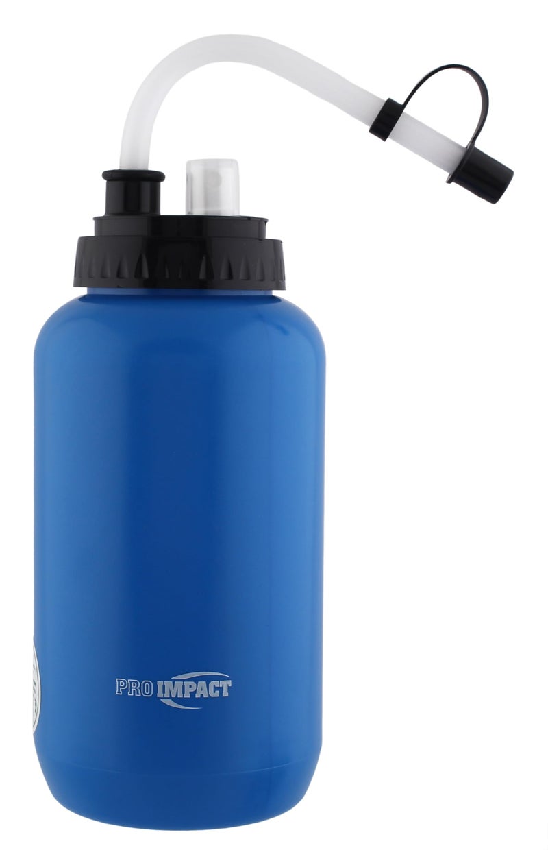 Pro Impact Squeezable Water Bottle Bendable Long Straw Spray cap - LDPE BPA Free Plastic - Hydration Baseball Hockey Gym MMA Yoga Boxing Cycling Softball Football Lacrosse (35.5 Oz.) (Blue) - Image 1